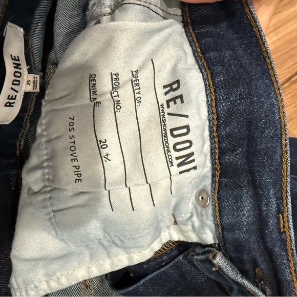 RE/DONE 70S COMFORT STRETCH HIGH RISE STOVE PIPE JEAN IN DARK RINSE - Picture 10 of 12